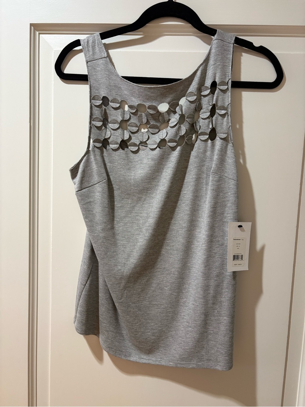 Bailey 44 Silver-Grey Sleeveless Tank with Metallic Disc Detail